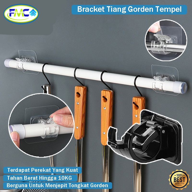 Braket Tempel Serbaguna Braket Tiang Gorden Hook Tiang Gorden Tempel Kuat Praktis Tanpa Bor Bracket 