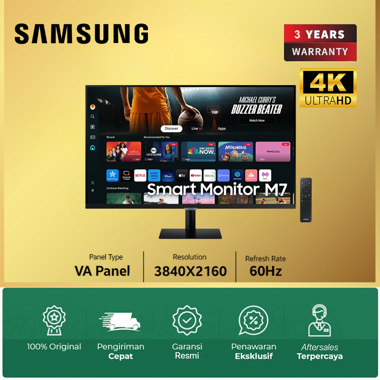 Monitor Samsung Smart TV LED M7 S32DM700 - 4K UHD 32" Inch