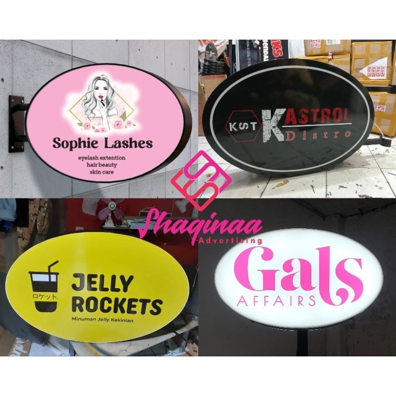 NEON BOX OVAL CUSTOM (UKURAN 100×40CM) 2 SISI