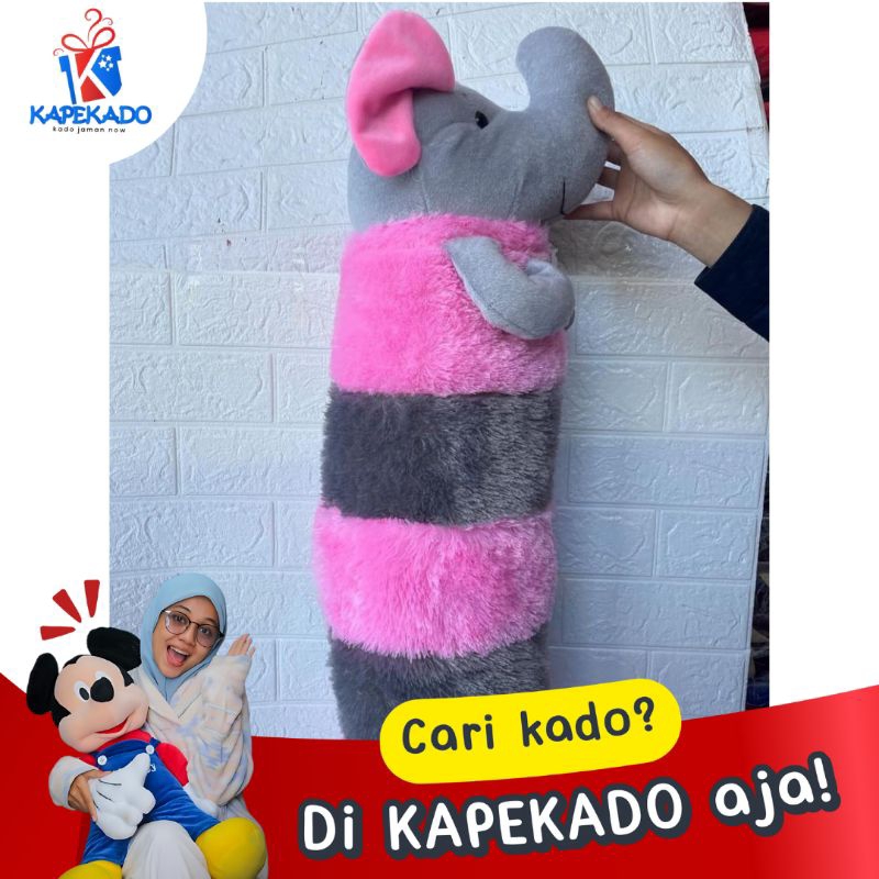 Boneka Guling Bulu Karakter Gajah 75cm