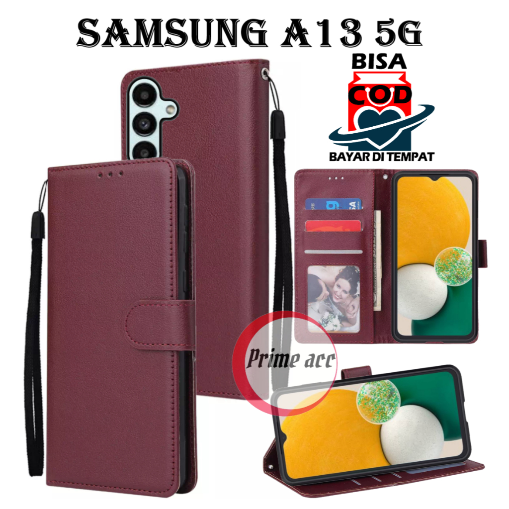 flip case SAMSUNG A13 5G leather case casing dompet handphone