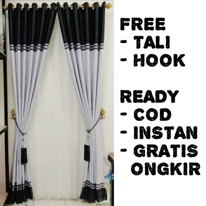 Gorden Jendela Pintu Blackout Motif Minimalis Aesthetic Tebal Panjang 2.5m
