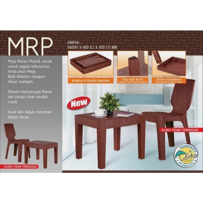 MEJA TABITHA ROTAN / MEJA KOPI / MEJA RUANG TAMU / MEJA PLASTIK TABITHA