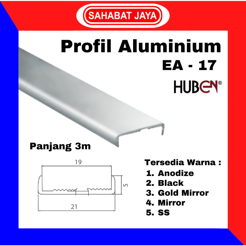 HUBEN Profil Frame Handle Edging Alumunium Aluminium EA 17 EA17 EA-17