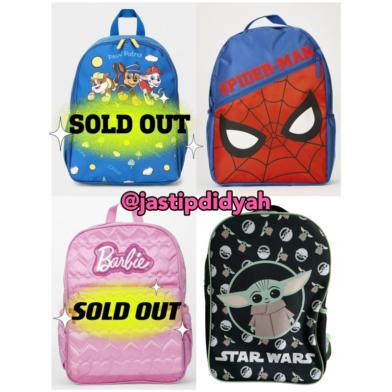 Jastip Australia Aussie Tas Anak Spiderman Star Wars Baby Yoda Kids Backpack Sekolah Ransel Bag Baby
