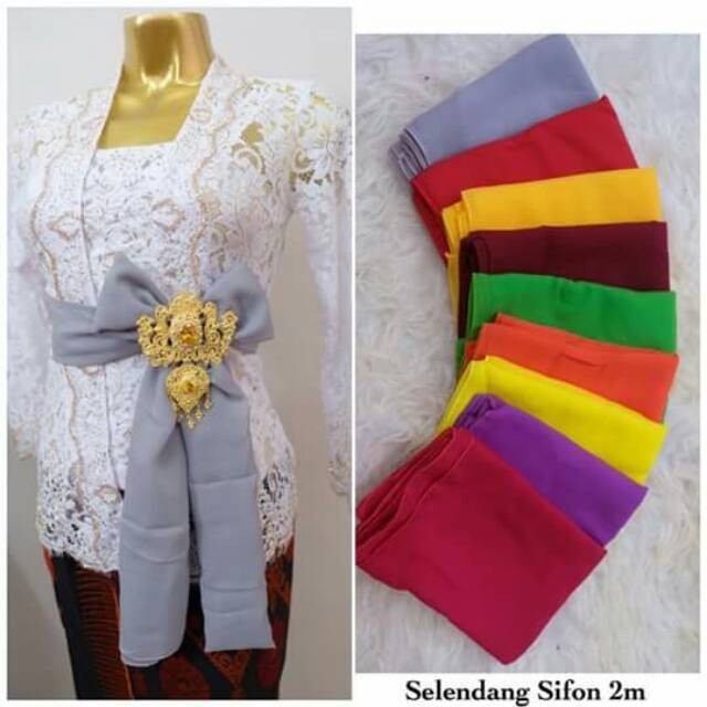 ✅Sampur Kain Tari Senteng Warna Warni panjang sifon polos2 Meter / selendang kebaya / Selendang Bali