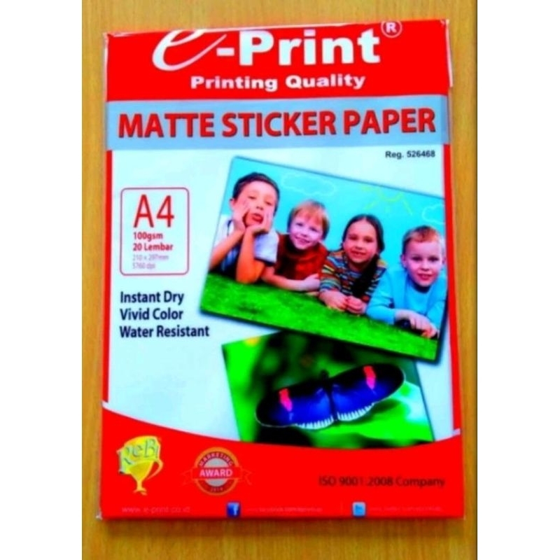 

sticker foto mengkilap E print matte sticker papper A4 isi 20 pcs