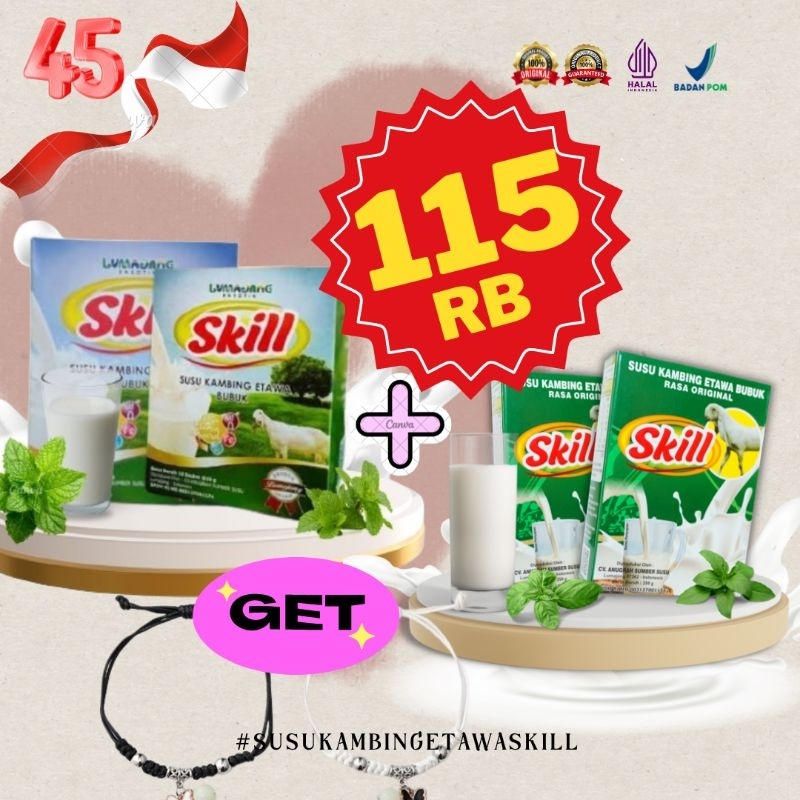 

Susu Kambing Etawa Skill Original Box Isi 250 Gram & 10 Pcs 25g Per Sachet Bukan Etawalin