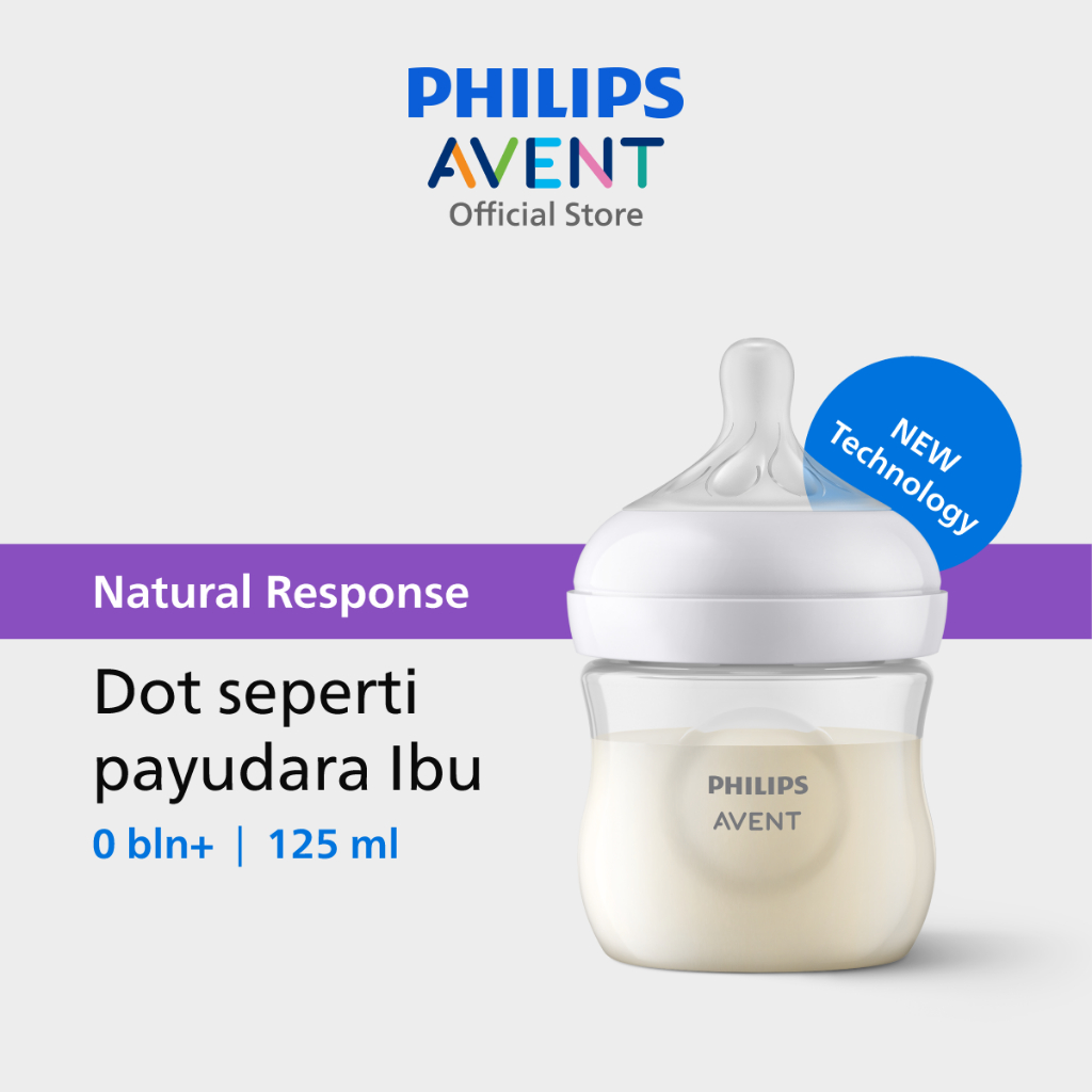 Philips Avent | Botol Susu Bayi | Natural Response | Dot Seperti Payudara Ibu | 125 ml | Single | SC