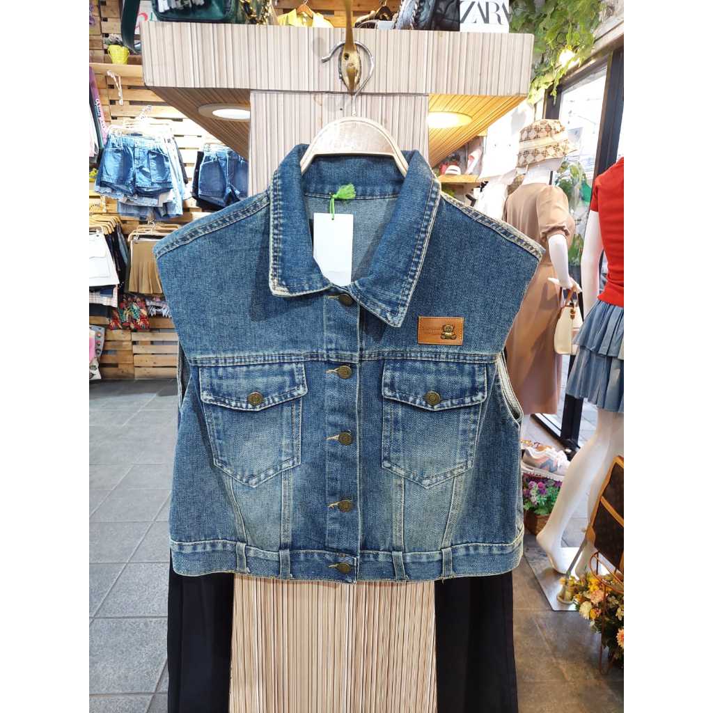 Vest Crop Jeans Wanita Import