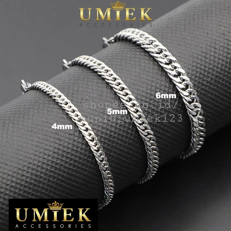 Gelang Pria Wanita Titanium Rantai Silver putih perak asli Rante cowok cewek keren anti karat laki l