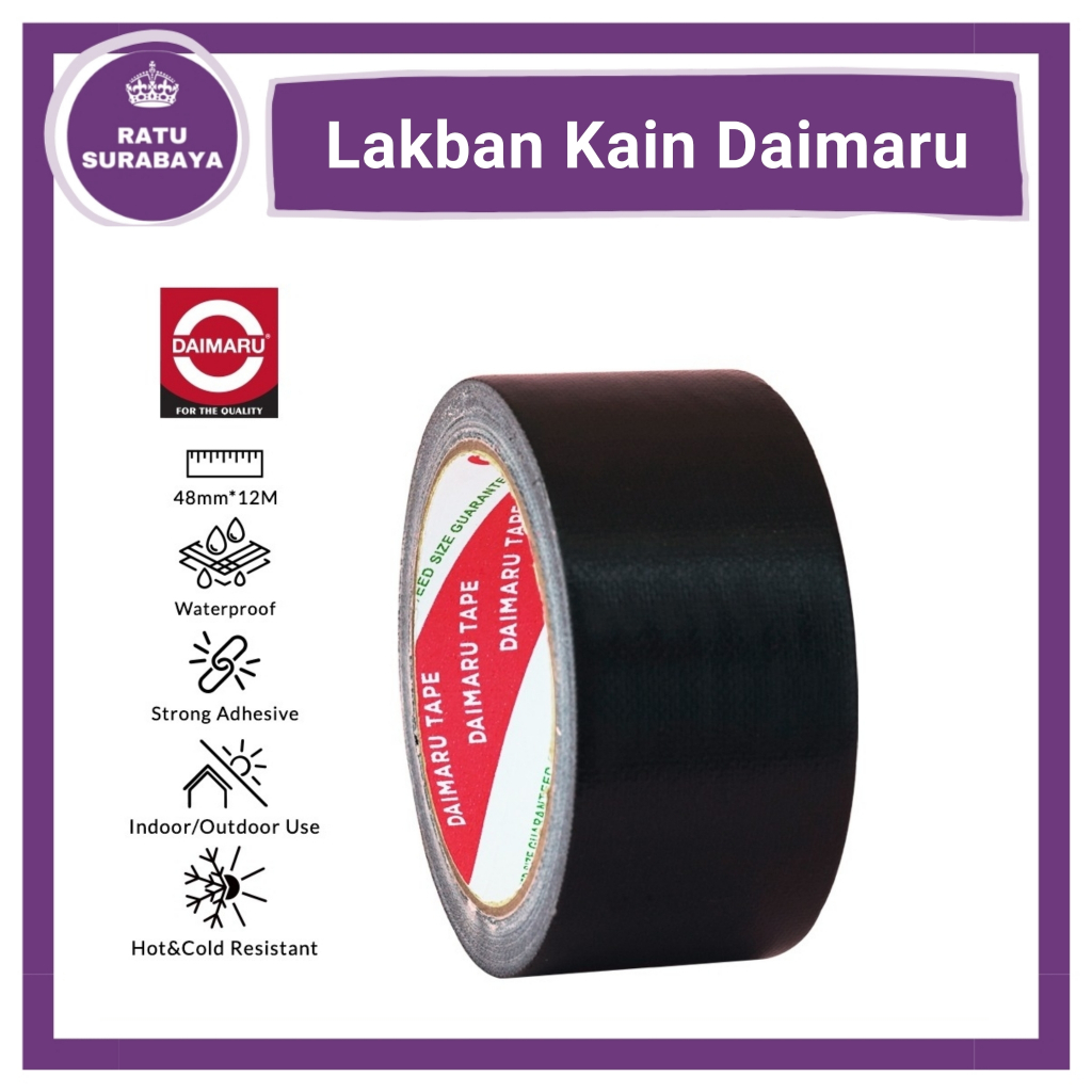 

Lakban Kain Hitam 2 Inch Daimaru Cloth Tape 48 mm x 12 meter Hitam Jilid Buku Selotip Isolasi