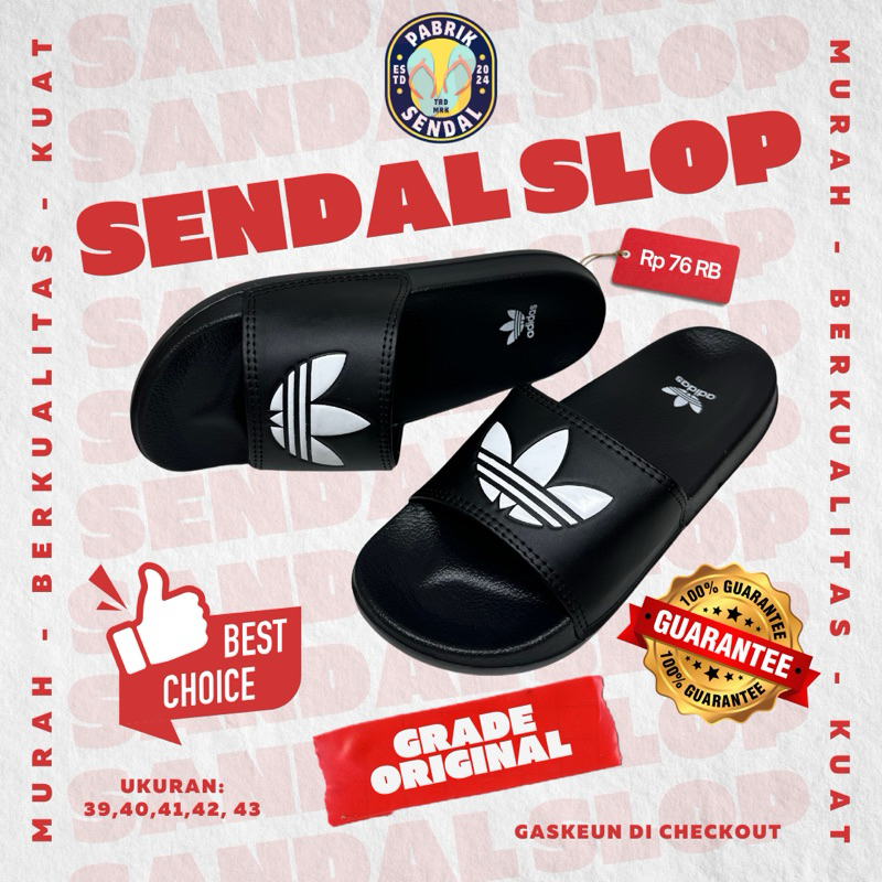 Sendal Slop Adidas Logo Pria slide Sandal Slip On Ad Sendal Karet Pria