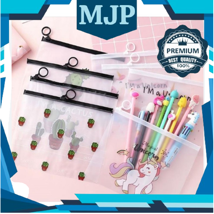 

Pouch ZipLock Kosmetik Transparan Tas Kosmetik Karakter Unicorn ZipLock Plastik Zipper Lock Pencil Case Transparan