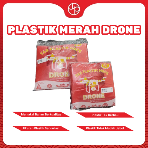 Kantong Plastik HD Cap Drone Kresek Belanja Merah Kuat Tidak Mudah Sobek HDPE