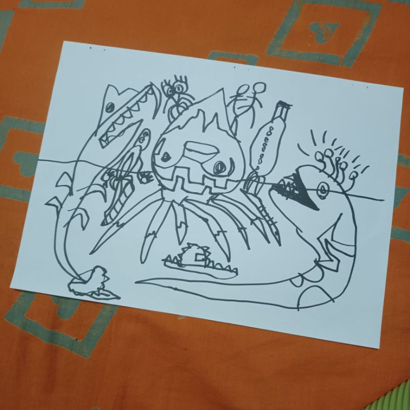 Gambar Monster Mix A isi 3 dengan kertas bekas