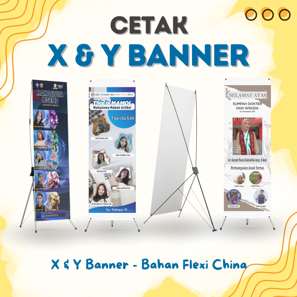 X dan Y BANNER STAND BANNER WISUDA ULTAH WEDDING PROMOSI JUALAN