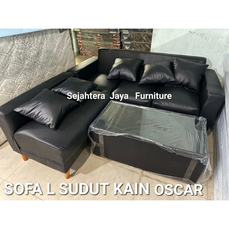 PROMO SET Sofa L Putus Full Kain Oscar Sintetis Minimalis (Tanpa Meja)