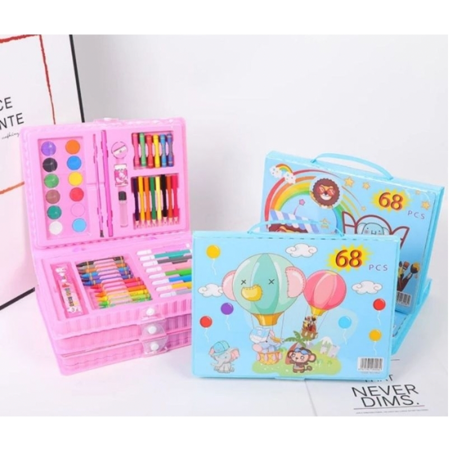 NEW Crayon Set 208 Pcs Pensil Warna Menggambar Mewarnai Melukis Anak-Anak Krayon Cat Cair Pastel