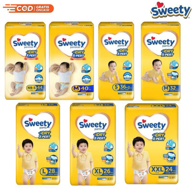 PAMPERS SWEETY BRONZE PANTS & PEREKAT DRY X-Pert NBS44/M40/S38/M32/L28/XL26/XXL24