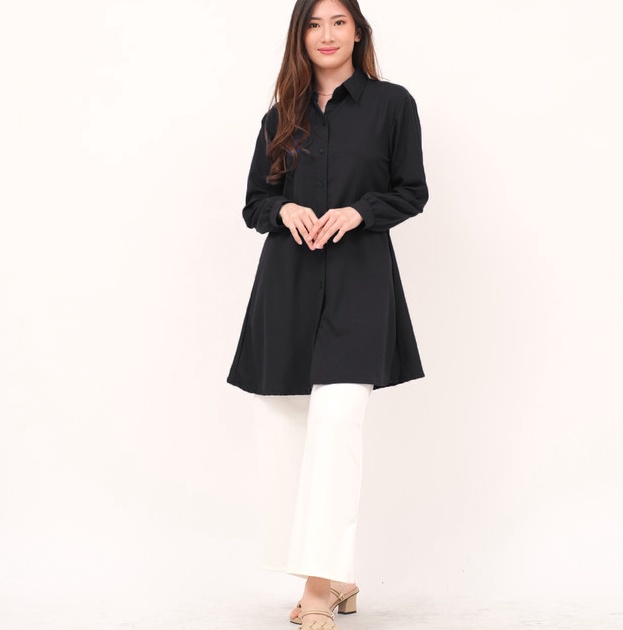 Special  Kemeja Wanita Tunik Moscrepe Kemeja Jumbo Polos  Pink