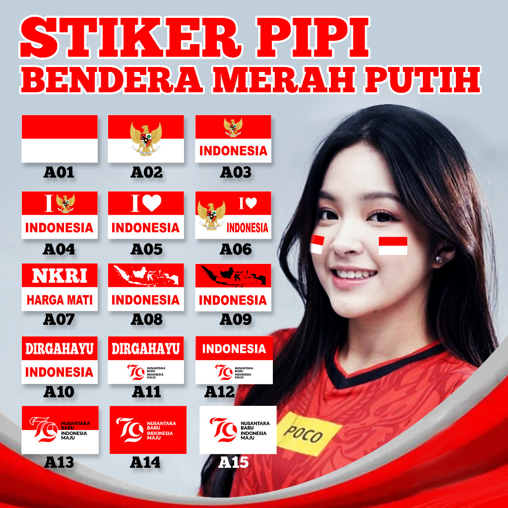 

Stiker Pipi Bendera Merah Putih Stiker Kemerdekaan HUT RI 79 DIRGAHAYU INDONESIA