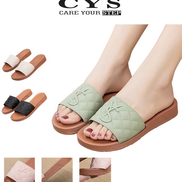 Berkualitas Sandal Slop Wanita Flat Sol Karet Kekinian Fashion Korea Trendy Import  Hitam 39