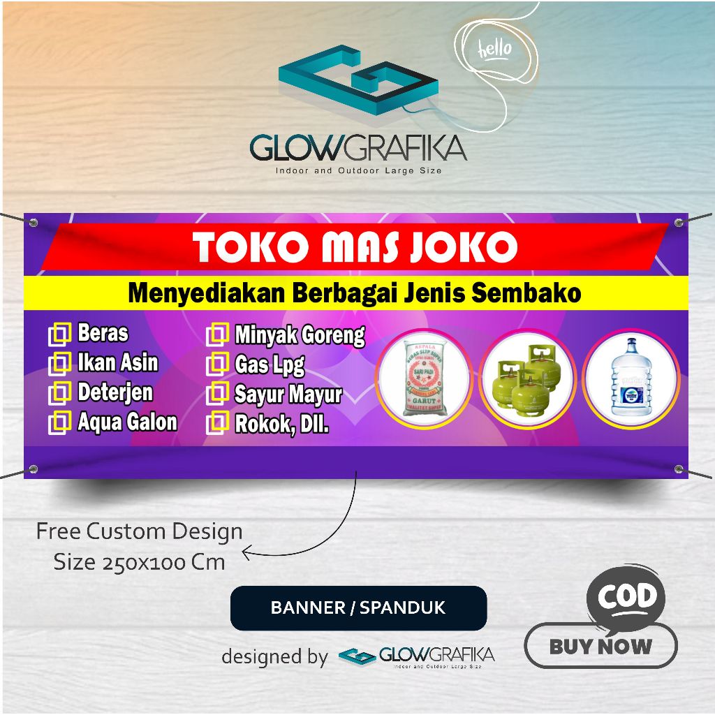 Cetak Spanduk Banner Toko Sembako Custom Nama