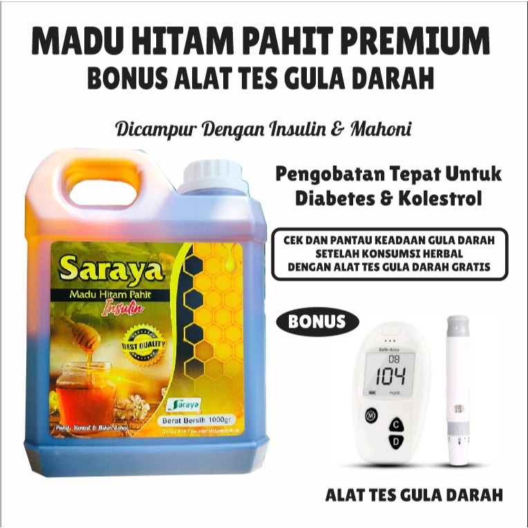 

MADU HITAM PAHIT 1KG / SARAYA/GULA DARAH/HIPERTENSI/MADUPREMIUM/BONUS ALAT TES GULA DARAH