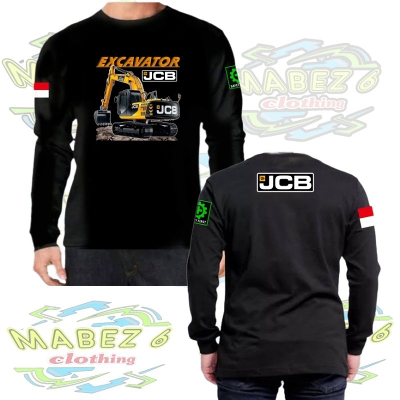 Kaos baju excavator JCB sablon DTF/Kaos lengan panjang