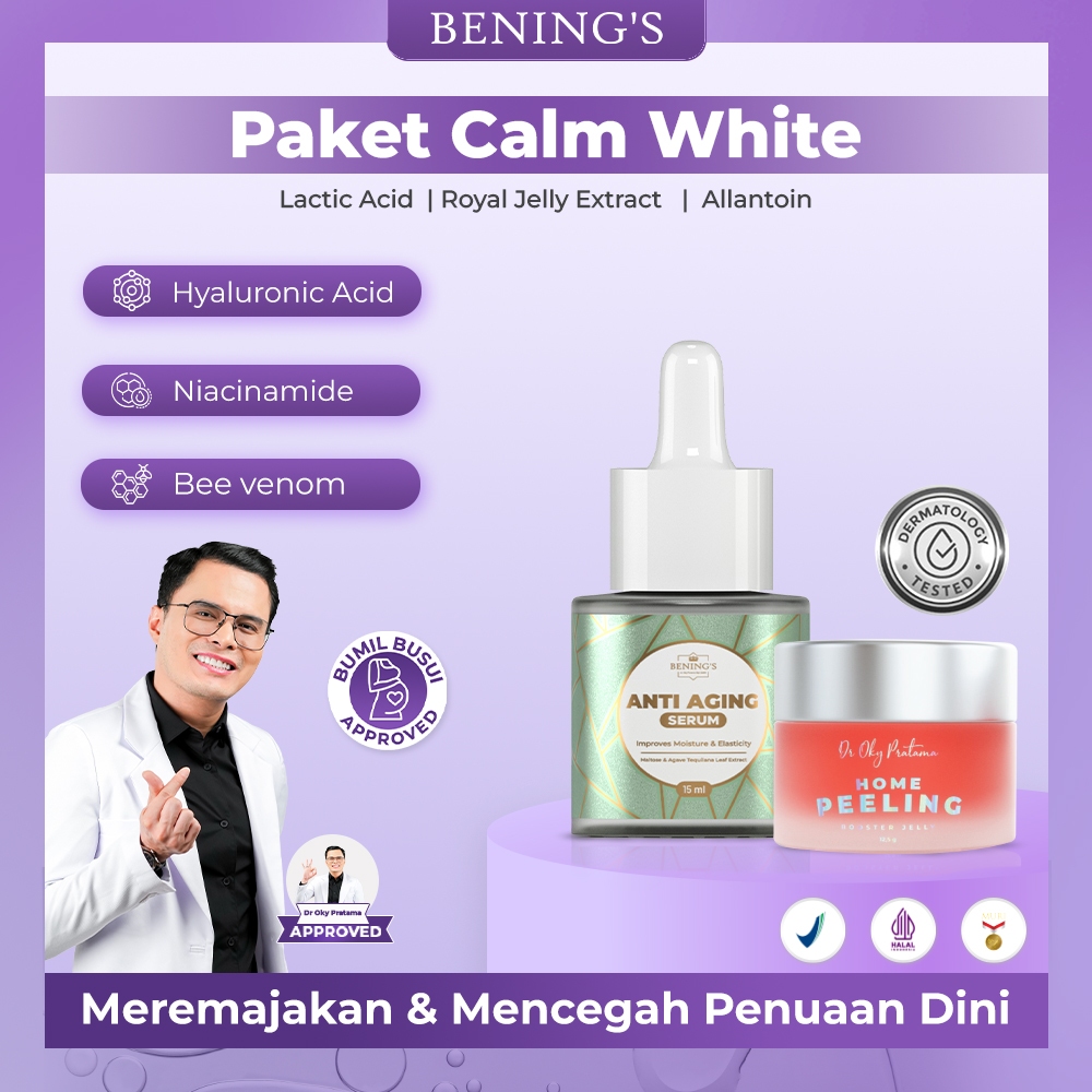 Benings By Dr Oky Pratama Bening's Clinic Indonesia - Paket Calm White (Home Peeling Booster - Serum