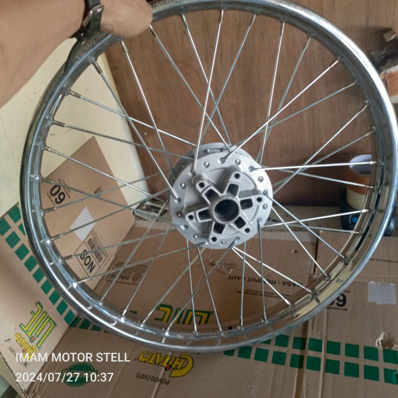 velg pelek ring 19 all motor siap pasang DEPAN AJ trmbol ori+jari2 ori+stell siap tempur
