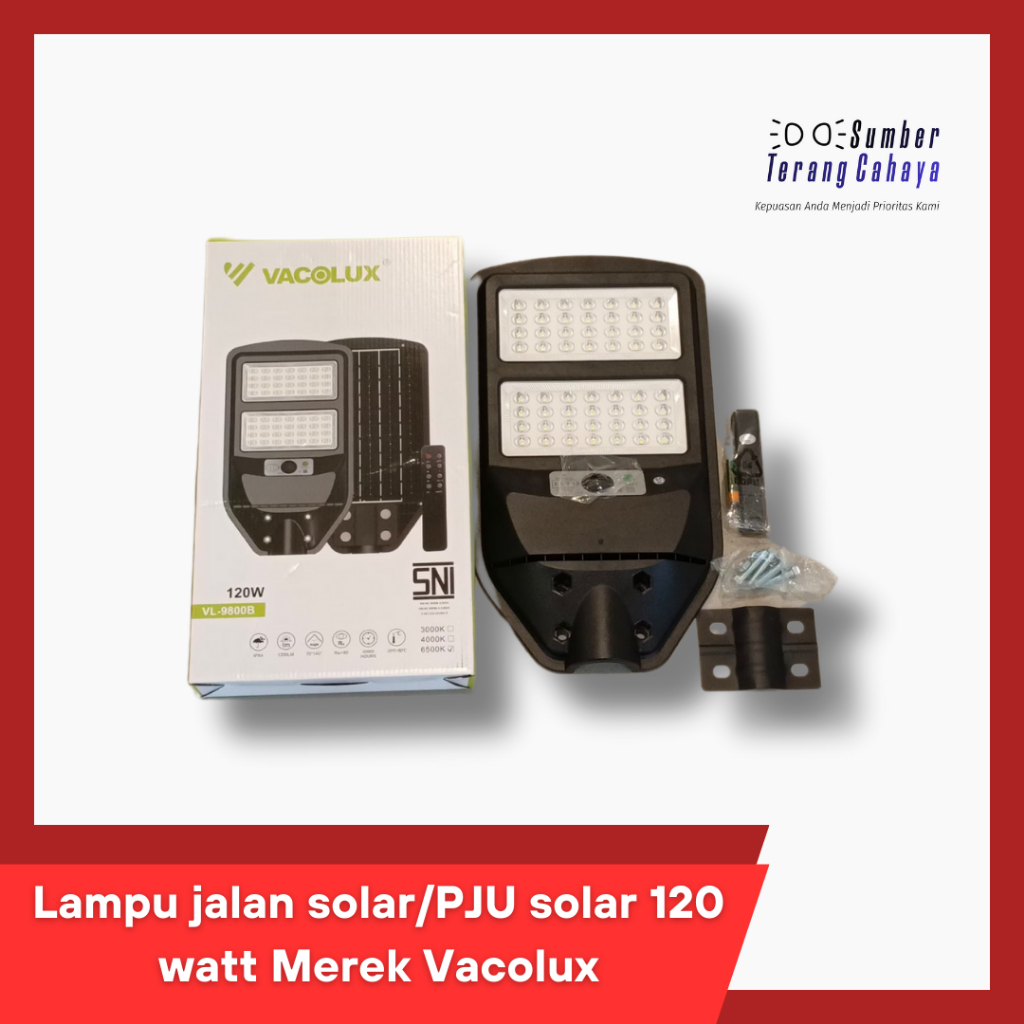 Lampu jalan solar/PJU solar 120 watt Merek Vacolux