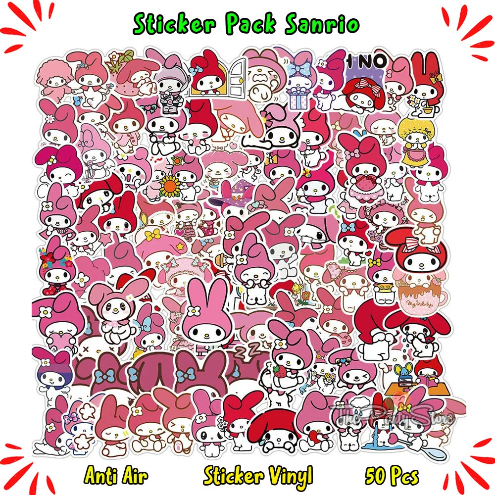 

50Pcs Stiker Vinyl Tahan Air Motif Sanrio untuk Ponsel Laptop Snowboard Bagasi Kulkas DIY Stiker Mainan Anak