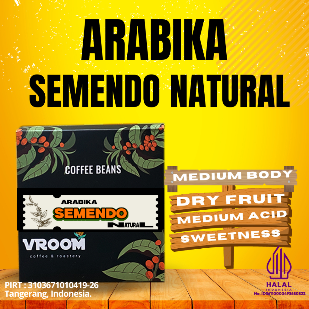 

Coffee Arabica Semendo Natural Sumatra Roasted Bean Arabika Biji Matang Bubuk 200Gram