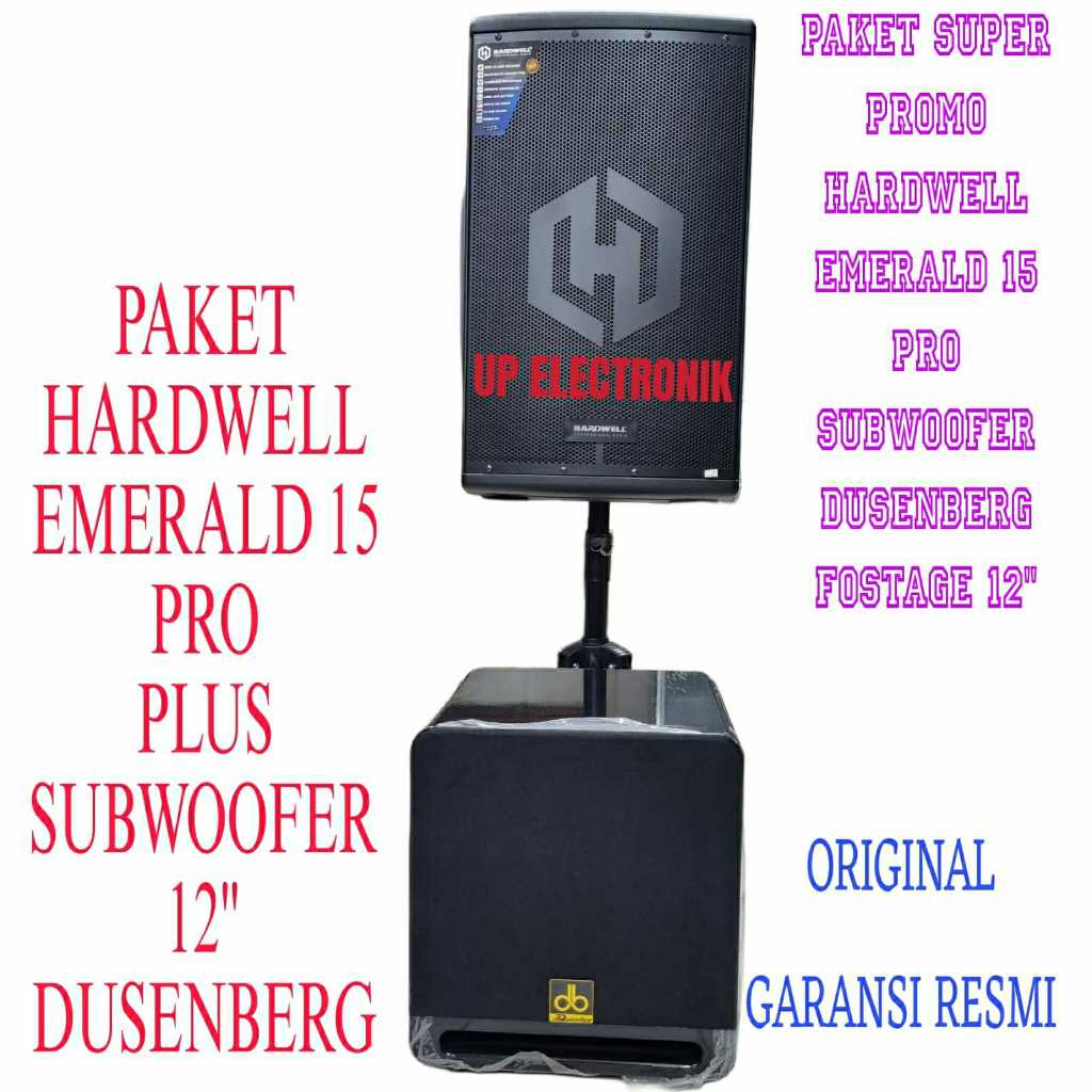 Paket Sound System Speaker Portable 15 Inch Hardwell EMERALD15PRO+ Subwoofer Crimson CR1255 Kualitas