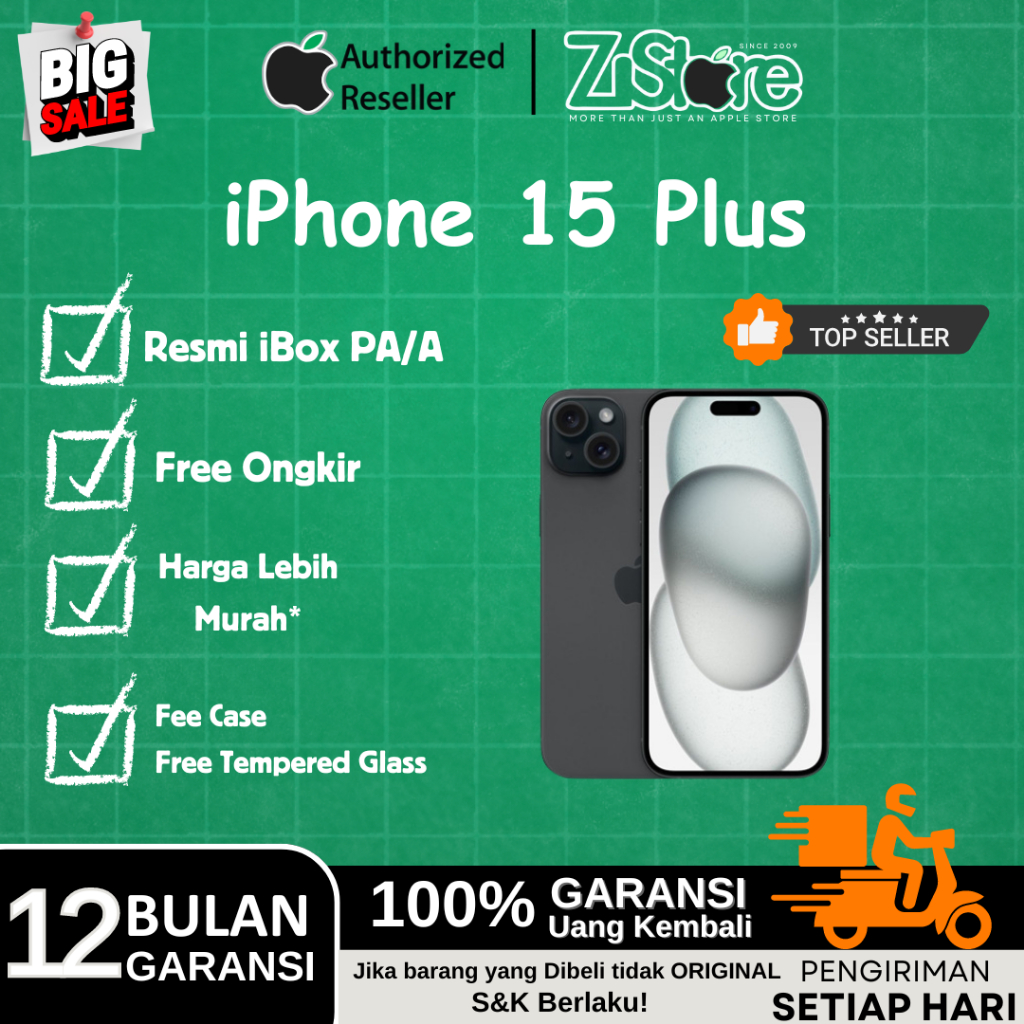 iPhone 15 Plus 128GB Black Baru Garansi Resmi iBox For Sale