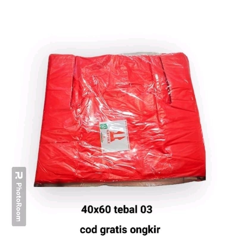 kantong kresek merah besar uk 40x60 isi 50 tebal gapura