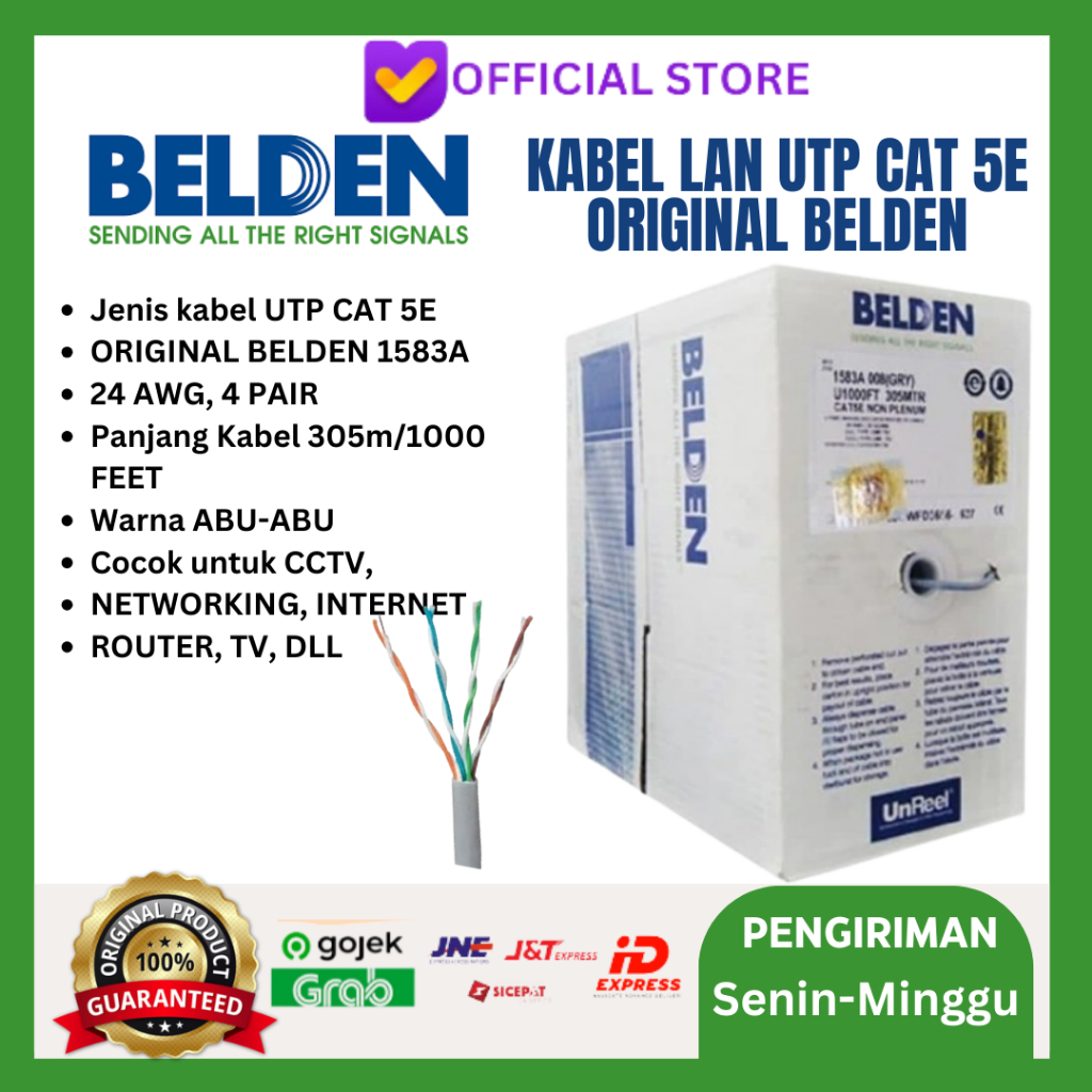 Kabel LAN Belden 1 Roll / Kabel UTP CAT5 BELDEN 1 ROLL ORIGINAL USA