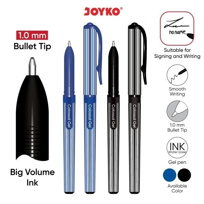 

(PERPCS) Gel Pen Pulpen Pena Joyko GP-391 Colossal Gel 1.0 mm