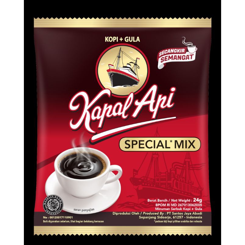 

Kapal Api Special Mix Kopi + Gula 24gr