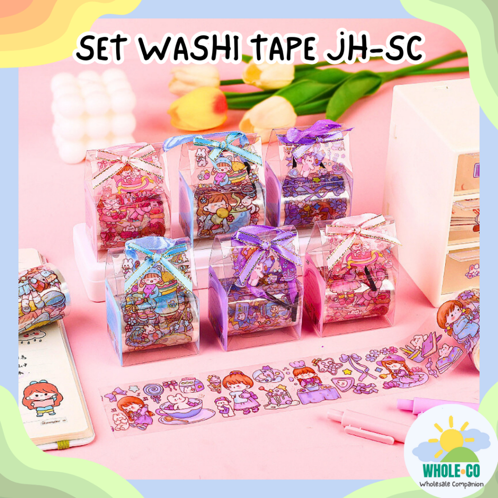 

Set Sticker Washi Tape Masu Momo Premium Pastel Pita Lucu Unik Imut Termurah Grosir Cod JH-SC