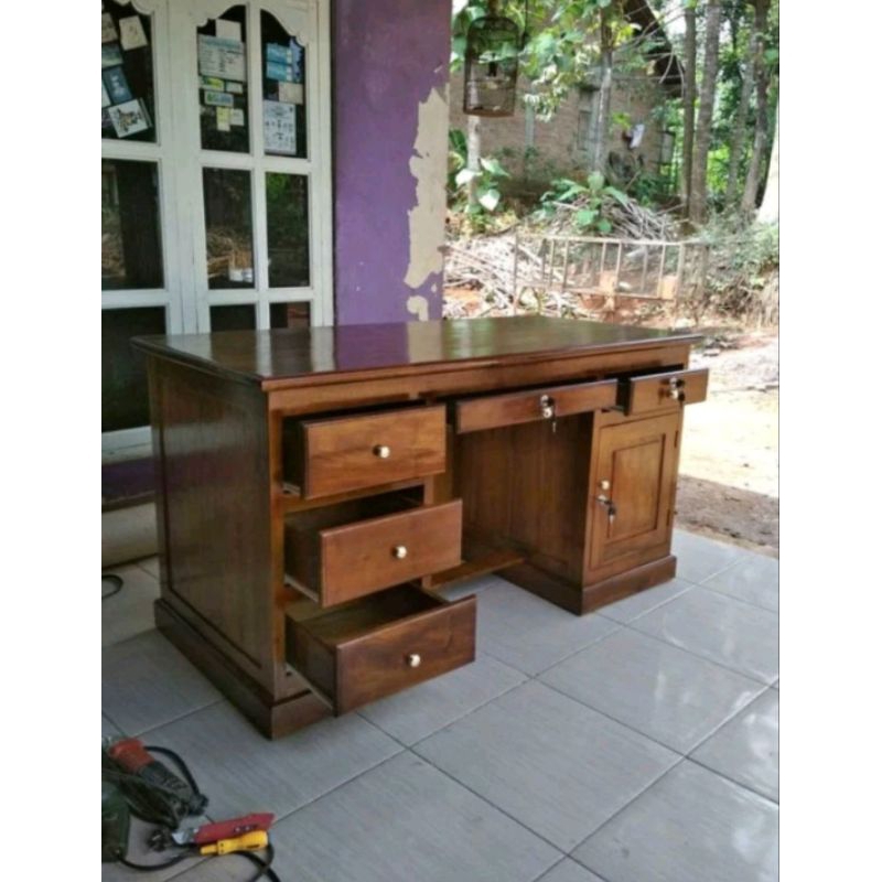 Meja Biro Kayu Meja Kantor Kayu Jati Kualitas Bagus