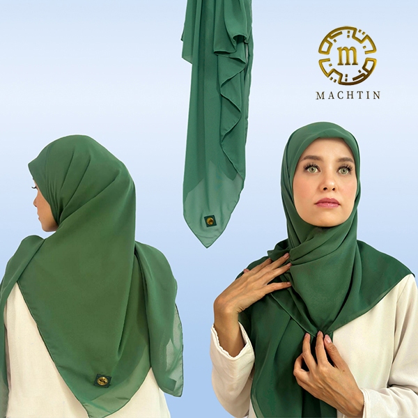 Hijab Segiempat Arabian Chiffon - Hijau Army Machtin Hijab
