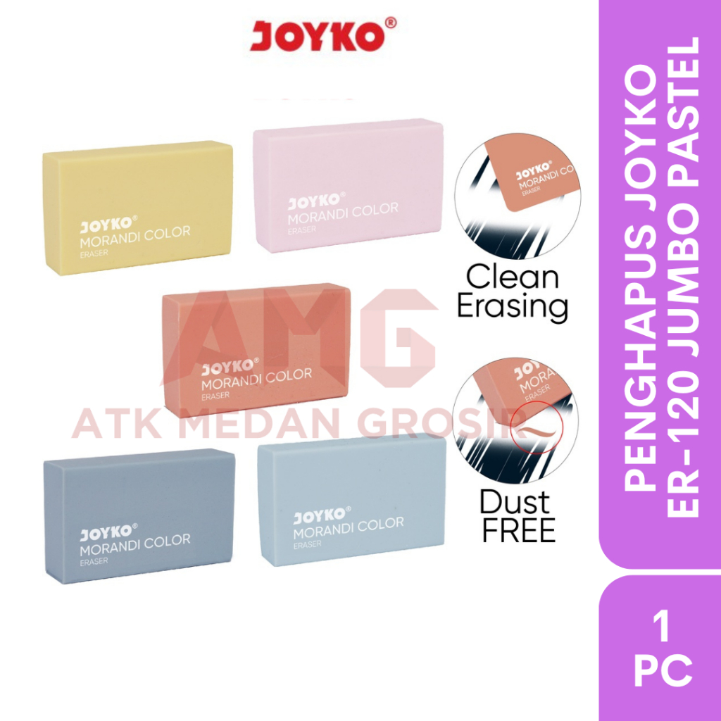 

PENGHAPUS PENSIL JOYKO ERASER ER-120 MORANDI COLOR PER PCS JUMBO
