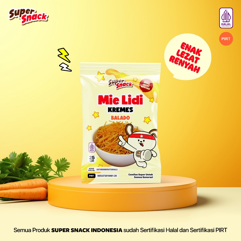 

SUPER SNACK Mie Lidi Kremes Rasa Balado 25gr Cemilan