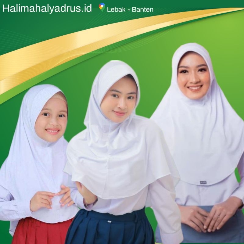 Kerudung / Hijab Bergo Instan Polos SD SMP SMA Putih