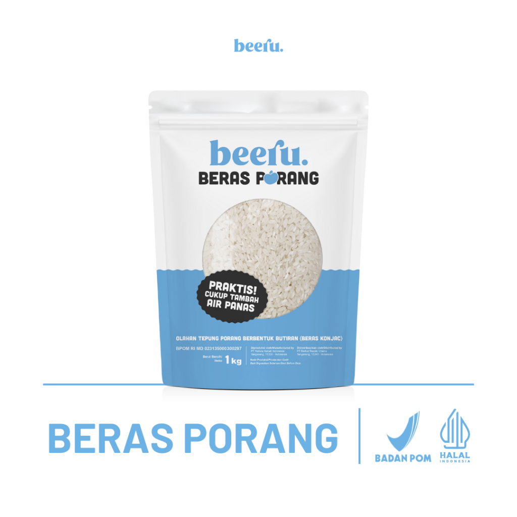 

Beeru Beras Porang Pouch 1 Kg - Shirataki Konjac Rice