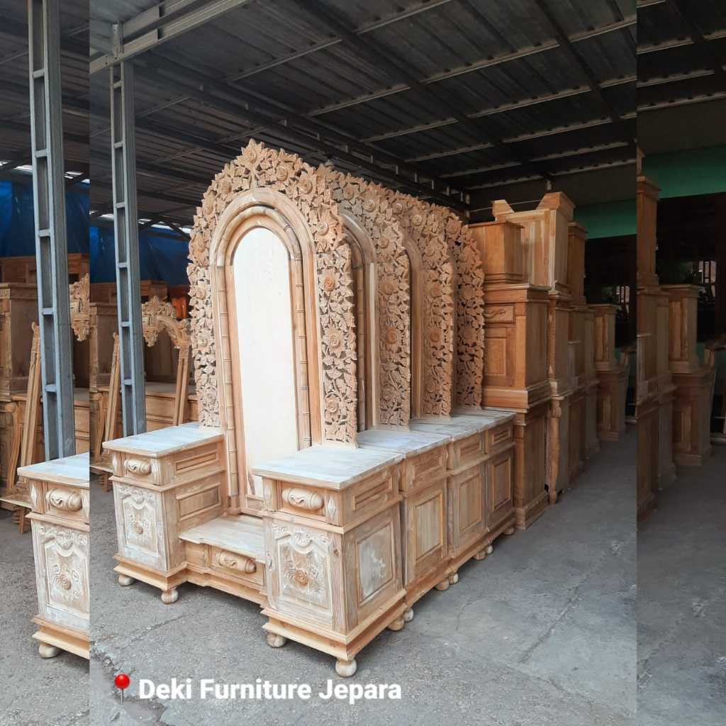 Meja Rias Lengkung Meja Rias Minimalis Kayu Jati Jepara Asli Tolet Make Up Kamar Aesthetic 150cm