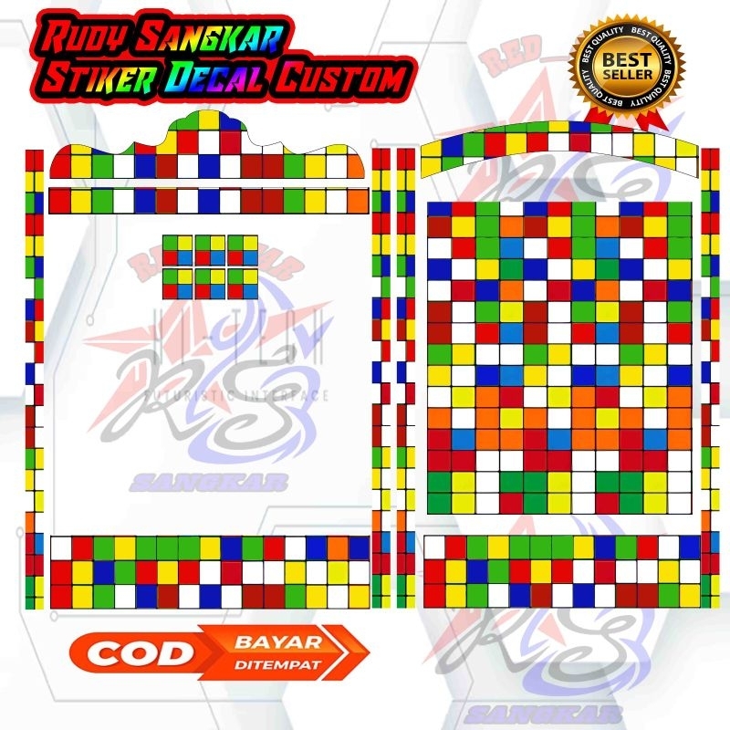 STIKER DECAL SANGKAR BURUNG MODEL BRO SANGKAR ,MOTIF RUBIK